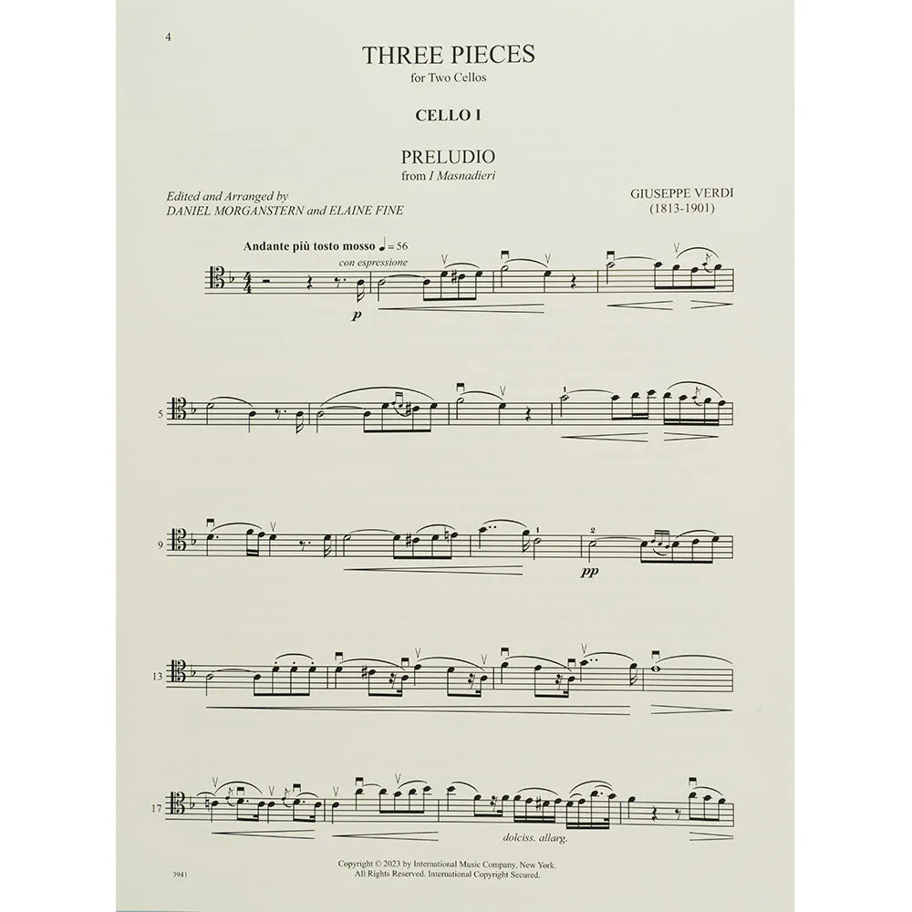 International Verdi Three Pieces Celloduo Noten 2 Celli Oper