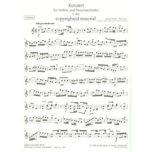 Shar Music Haydn Konzert C-Dur Hob VIIa:1 Noten Violine