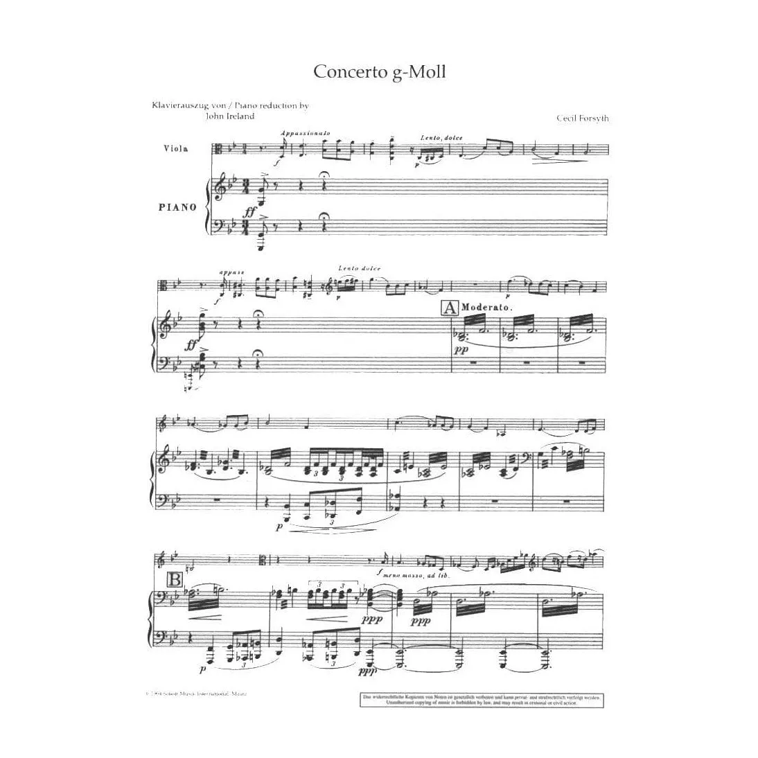 Forsyth Violakonzert g-Moll Noten Viola Klavier Schott