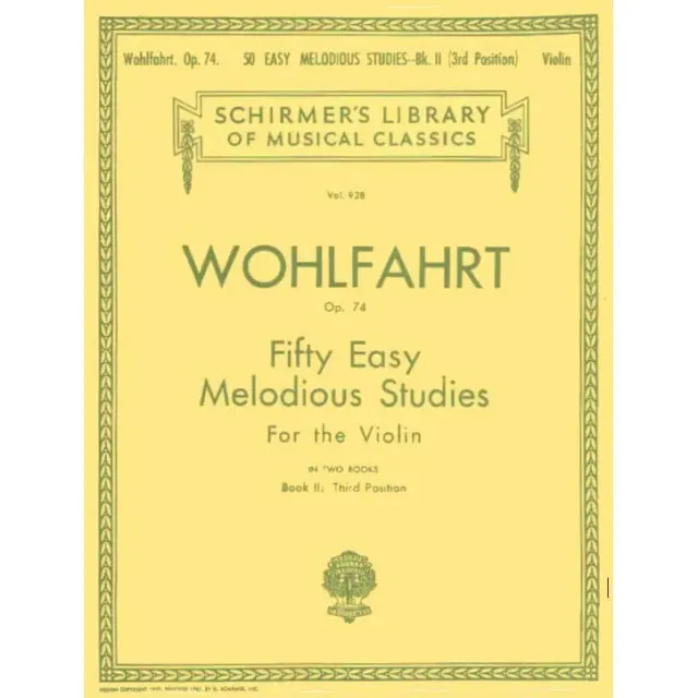 Schirmer Wohlfahrt Op.74 Heft 2 Violinnnoten 26-50 dritte Lage