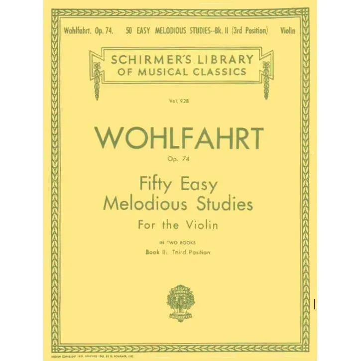 Schirmer Wohlfahrt Op.74 Heft 2 Violinnnoten 26-50 dritte Lage
