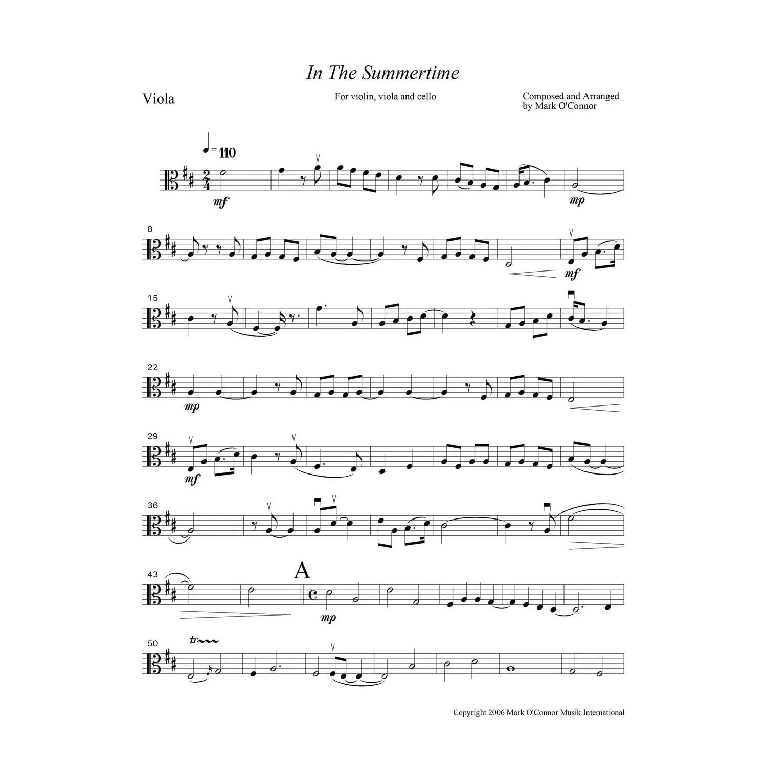 Mark O'Connor In the Summertime Bratschenoten Download Trio
