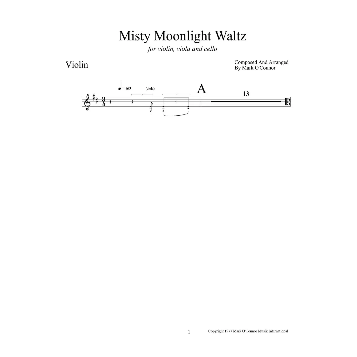 Mark O'Connor Misty Moonlight Waltz Noten Download Trio
