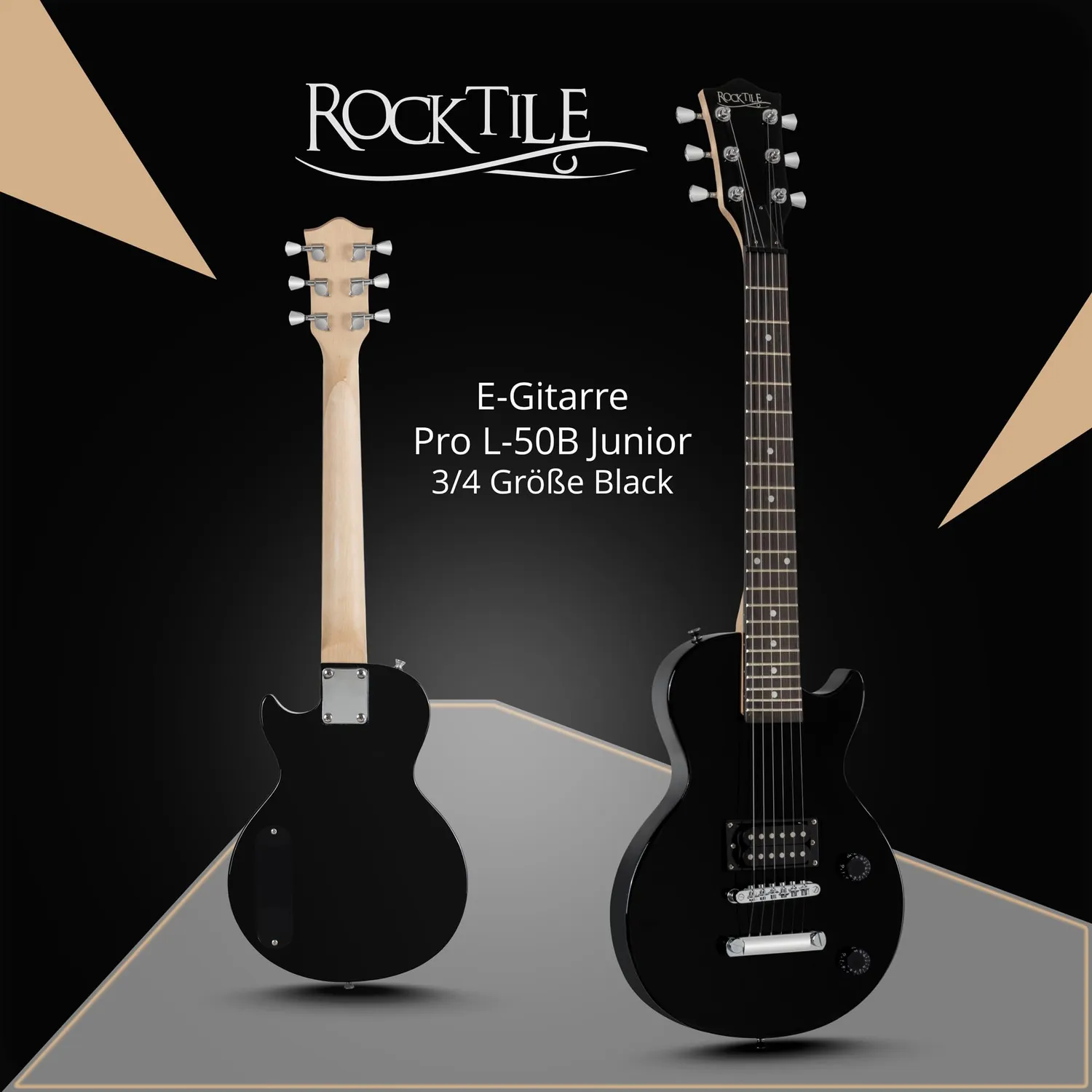 Rocktile L-50B Junior E-Gitarre 3/4 schwarz Humbucker