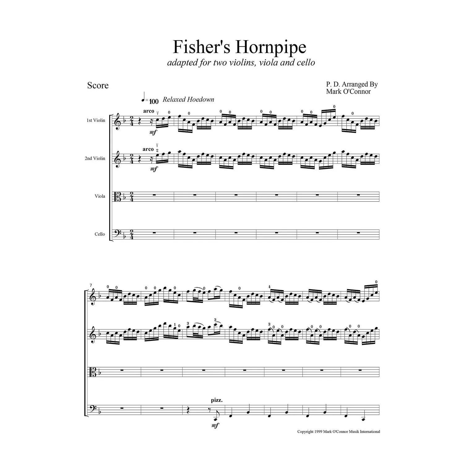 O'Connor Fisher's Hornpipe Noten Partitur digital 4-stimmig