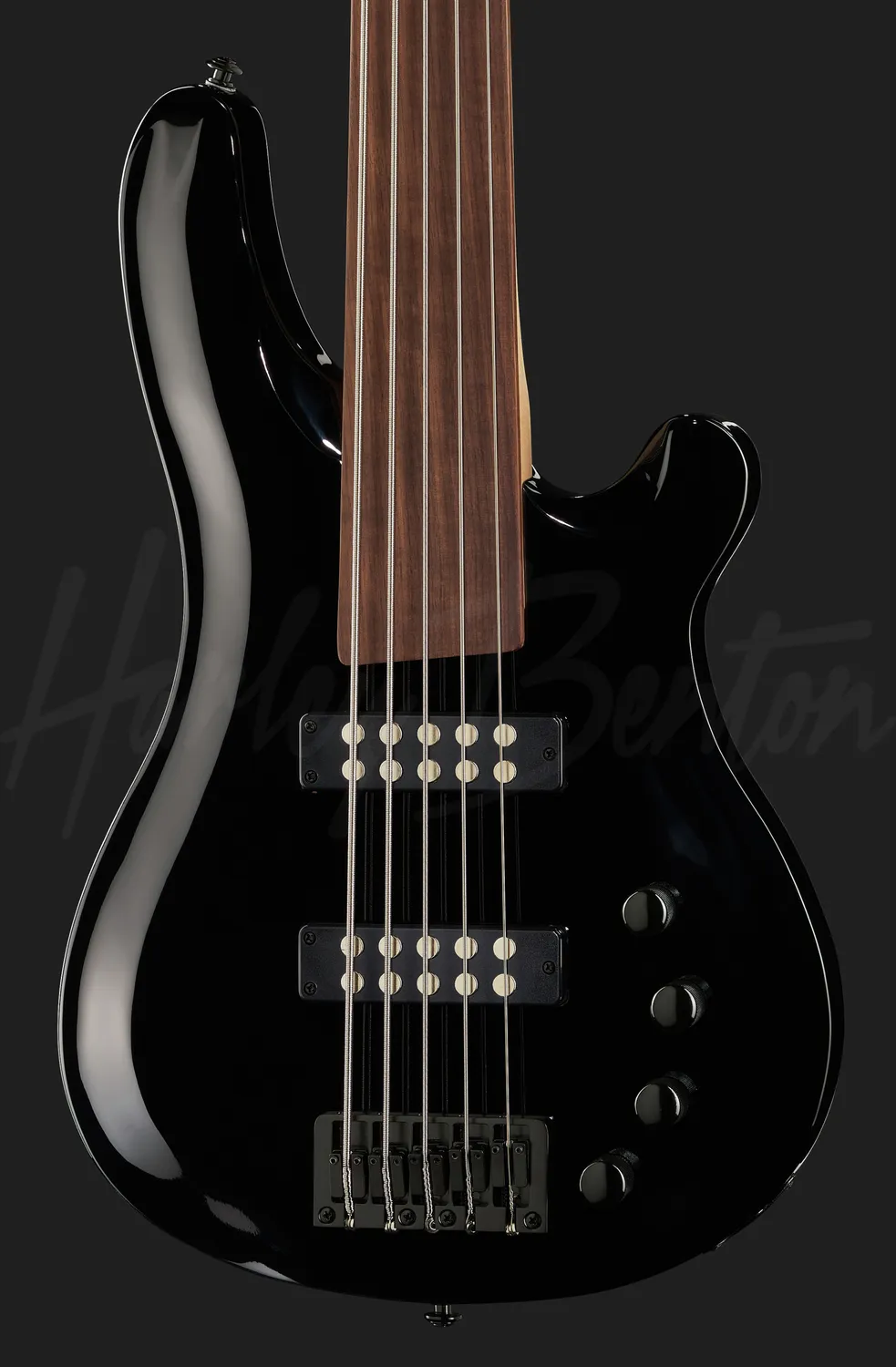 Harley Benton Pro B-550FL E-Bass 5-Saiter Fretless Schwarz