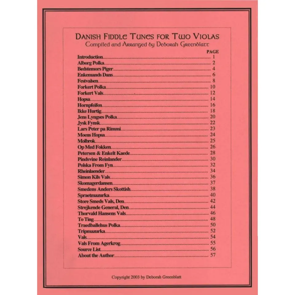 Greenblatt Danish Fiddle Tunes 2 Bratschen Noten