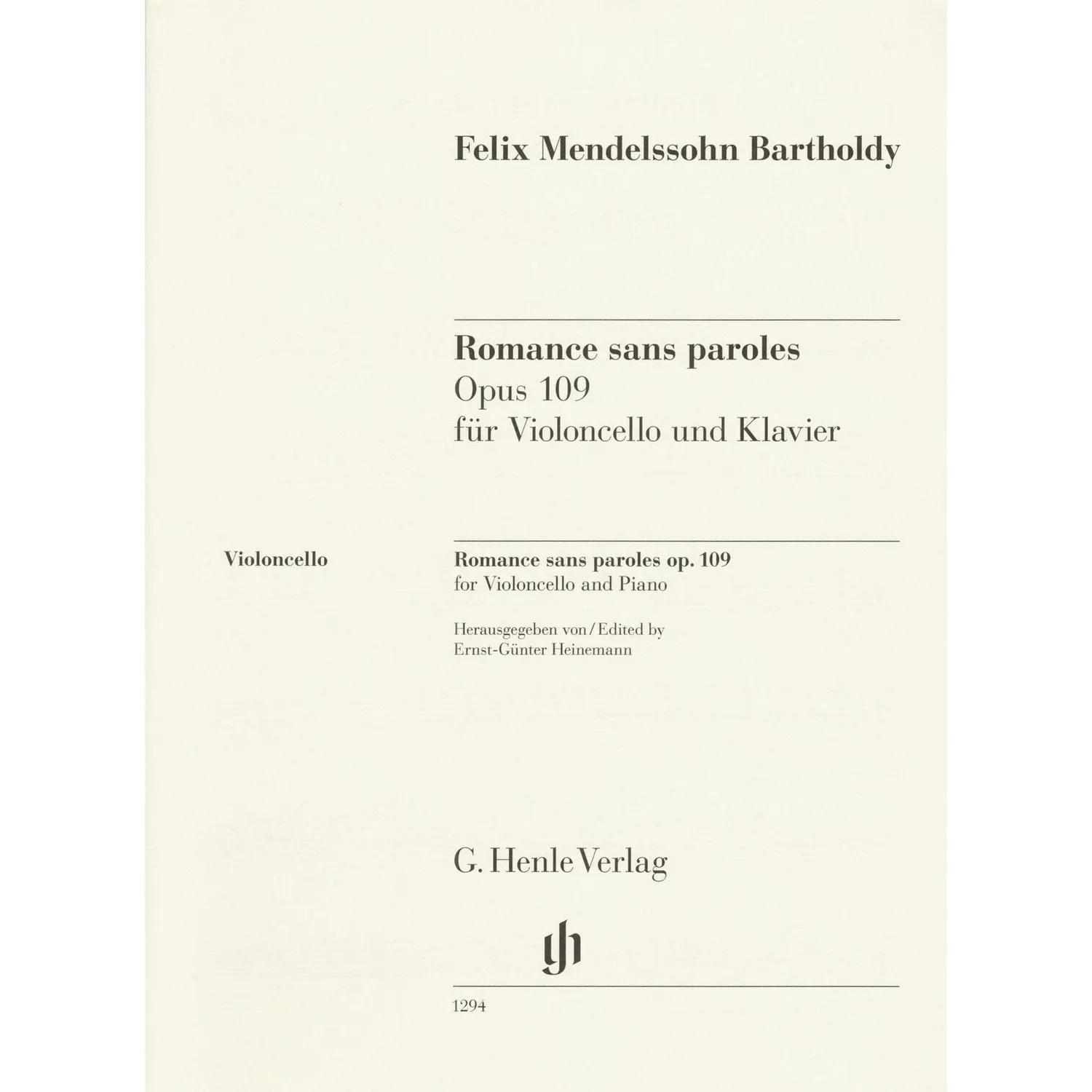 Henle Mendelssohn Romance sans paroles Op.109 Cellonoten Urtext