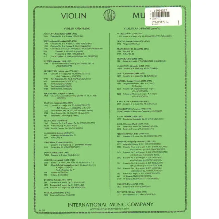 Fauré Sonate Nr.1 A-Dur op.13 Violine Klavier Noten