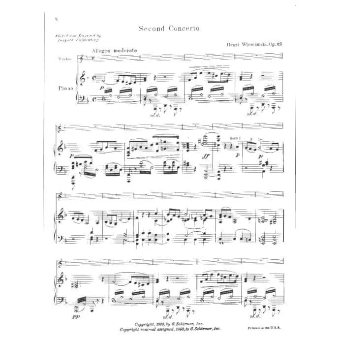 Shar Music Wieniawski Violinkonzert Nr. 2 op. 22 Noten Violine Klavier
