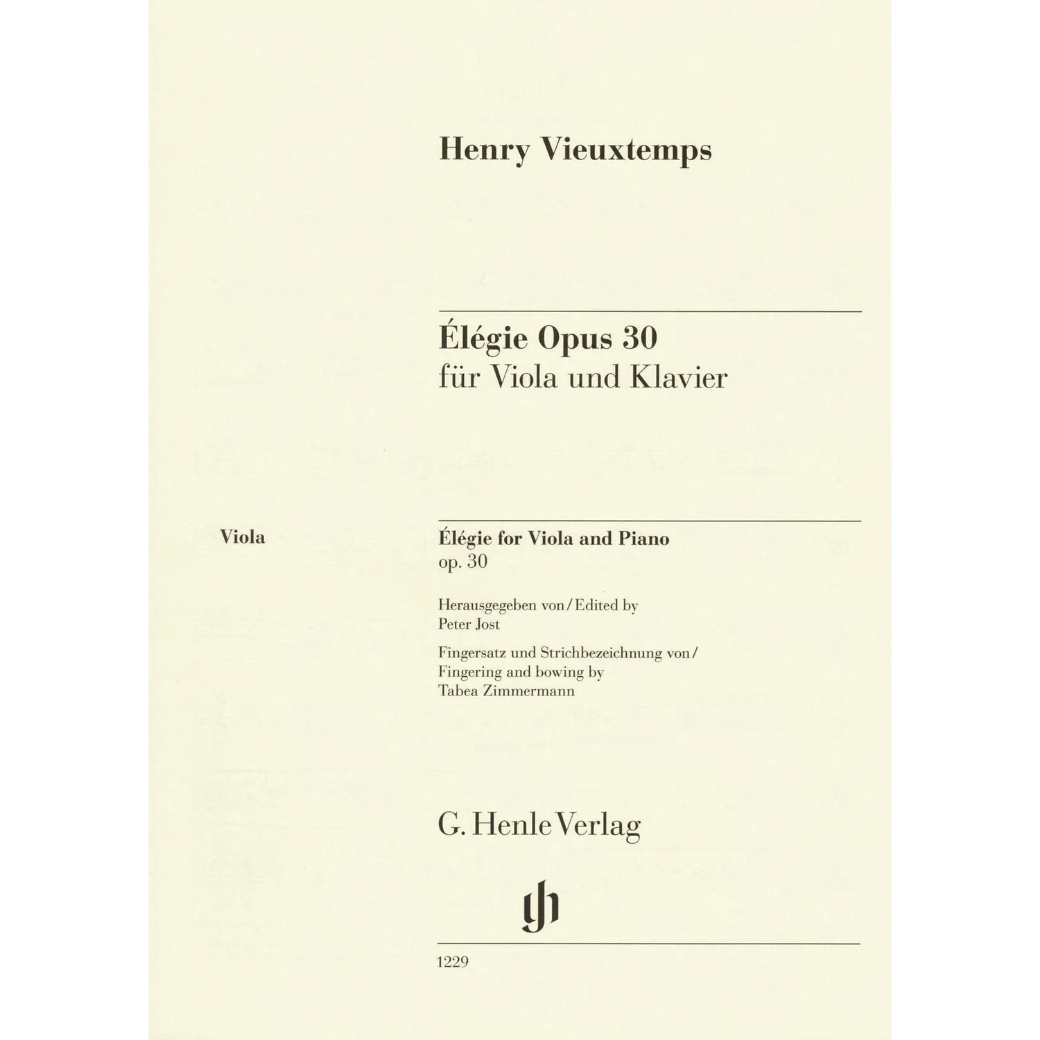 Henle Vieuxtemps Elegie Op. 30 Noten Bratsche Klavier
