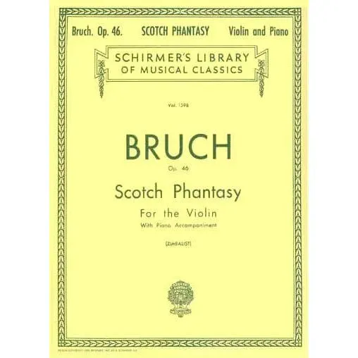 G. Schirmer Bruch Scottish Fantasy Op 46 Violinnoten Zimbalist