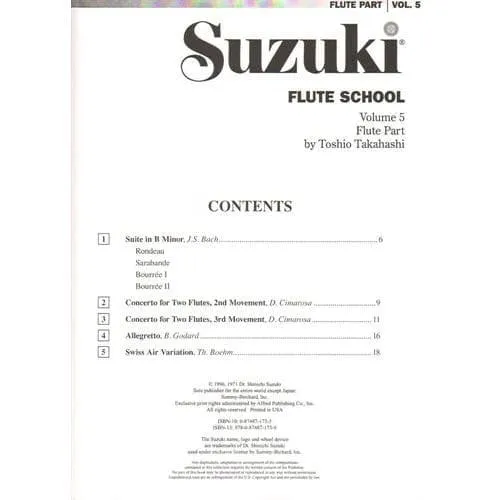 Suzuki Flute School Vol 5 Flötennoten Querflöte