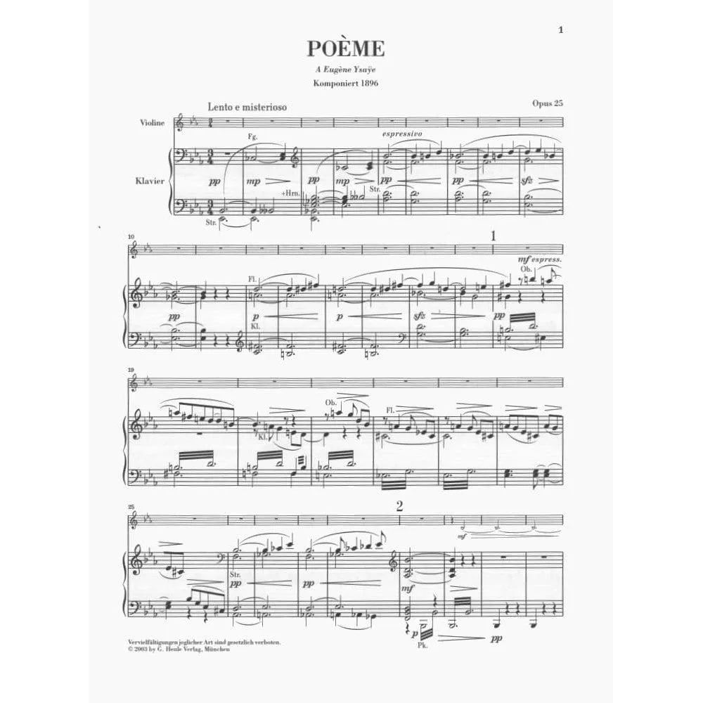 Henle Chausson Poème Op 25 Violinnoten Urtext