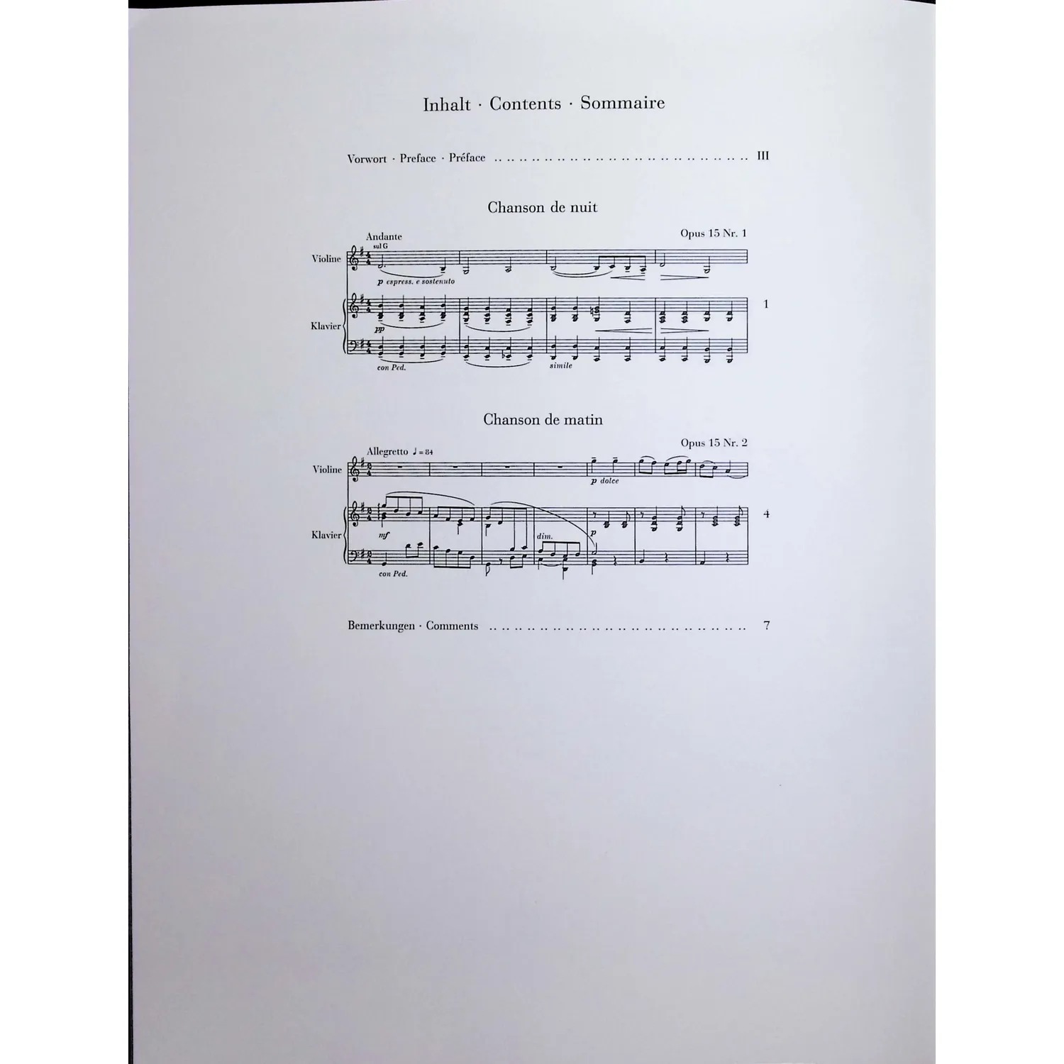 Henle Elgar Chanson nuit matin Op.15 Geigen-Noten