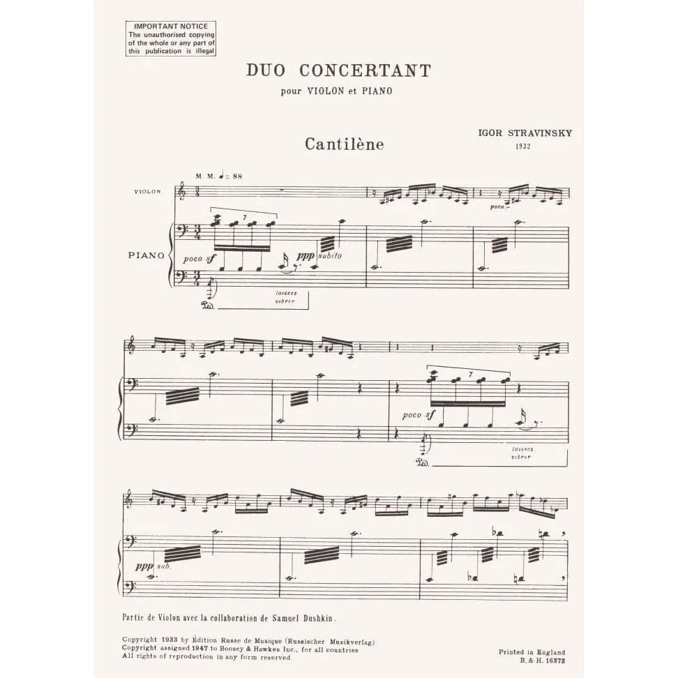 Boosey & Hawkes Duo Concertant Noten Violine Klavier fünfsätzig