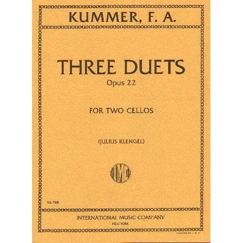 International Music Kummer Op 22 Duette Noten für 2 Celli