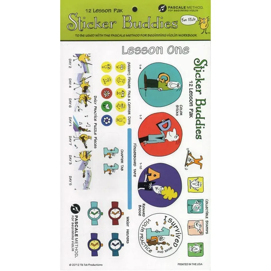 Shar Music Pascale Method Sticker Buddies Aufkleber-Set 12 Lektionen Anfänger
