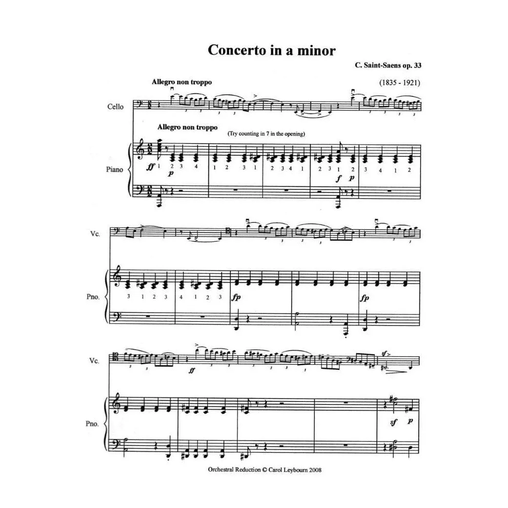 Shar Music Saint-Saëns Cello Concerto No 1 Op 33 Noten Klavierbegleitung