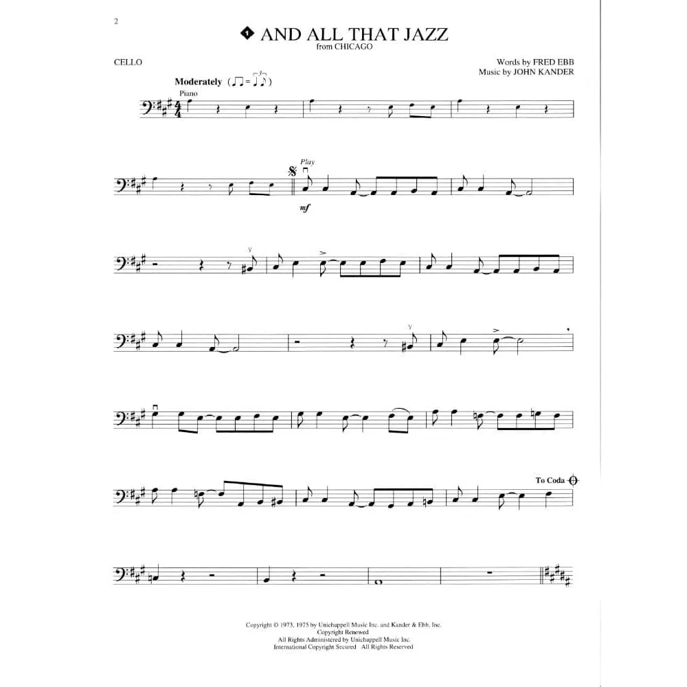Shar Music Movie Music Cello Noten mit CD 15 Filmsongs