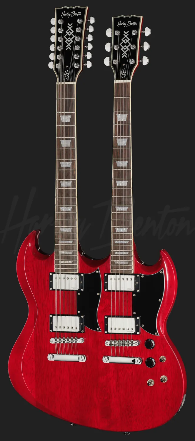Harley Benton Vintage DC-Custom II 612 Cherry Doppelhals-Gitarre