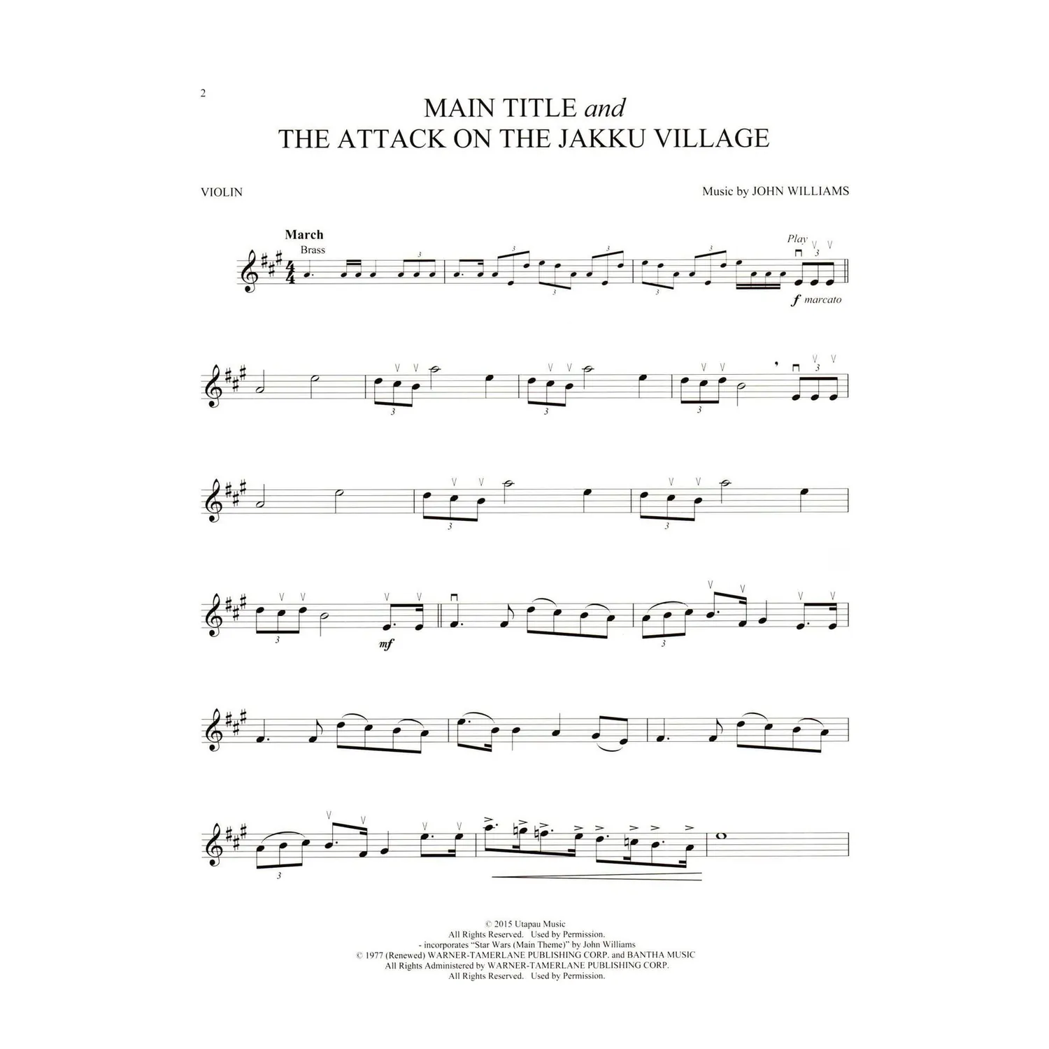 Hal Leonard Star Wars The Force Awakens Noten für Violine mit Audio