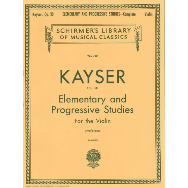 Kayser Op. 20 Violinetüden Noten 36 Etüden Schirmer komplett