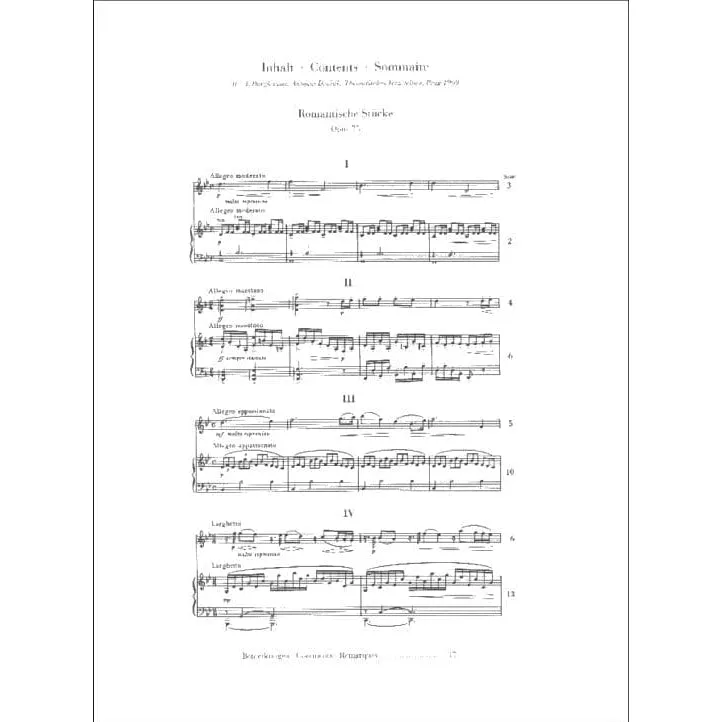 Henle Dvorák Vier romantische Stücke Op.75 Violinenoten Urtext