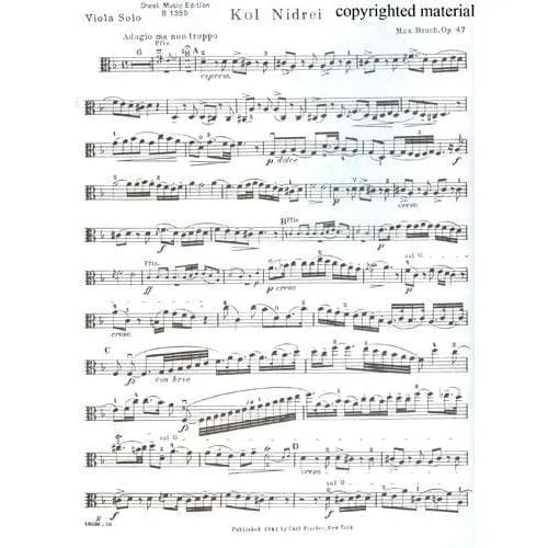 Shar Music Bruch Kol Nidre Op 47 Noten Viola Klavier Fischer