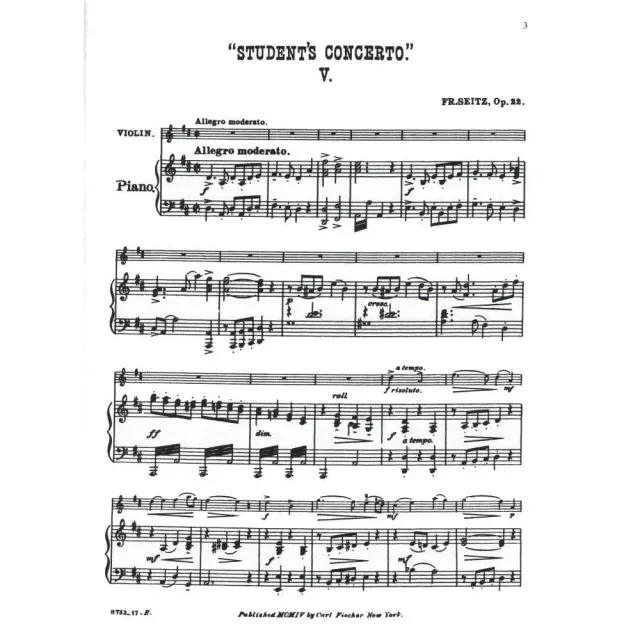 Carl Fischer Seitz Op 22 Violin Noten D-Dur Nr 5