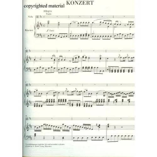 Henle Hoffmeister Konzert D-Dur Noten Viola Klavier Urtext Ronge