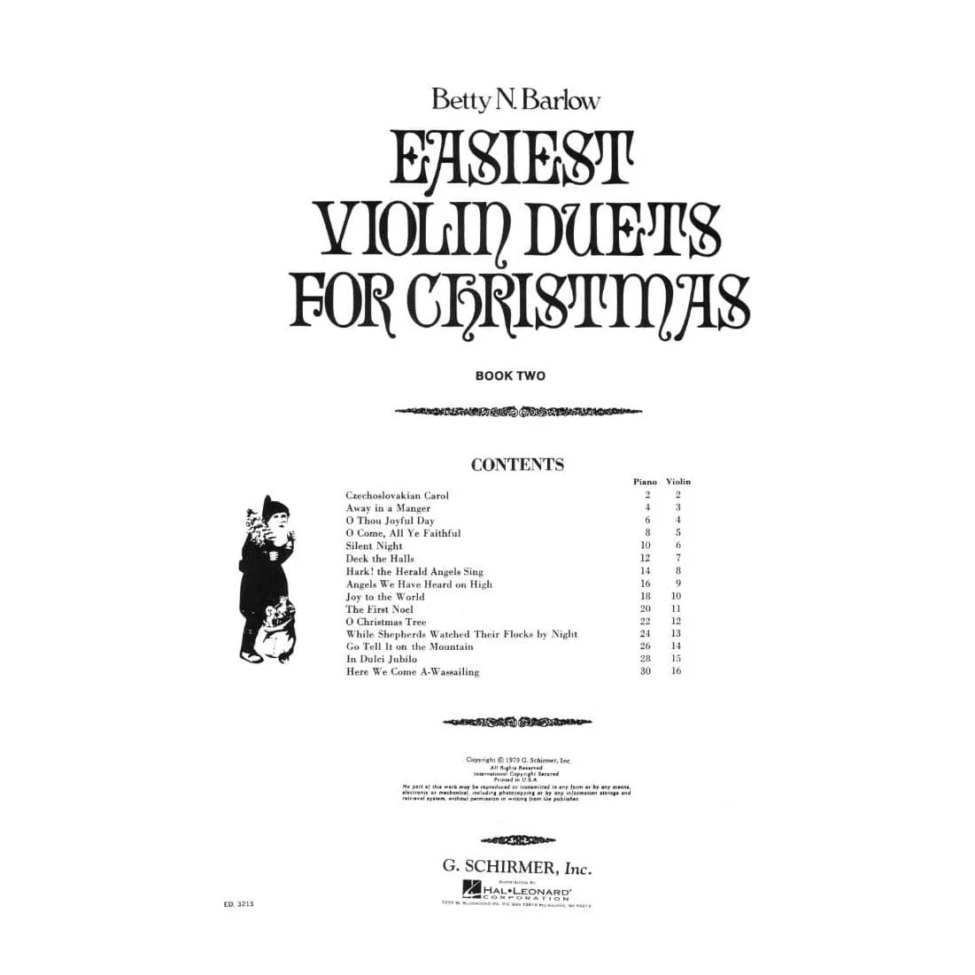 Schirmer Barlow Easiest Violin Duets Weihnachten 2 Noten