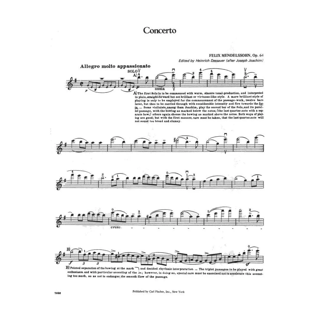 Mendelssohn Konzert e-moll Op.64 Noten Violine Joachim