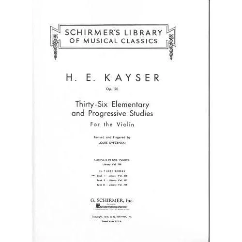Schirmer Kayser 36 Etüden Op.20 Heft 1 Noten Violine