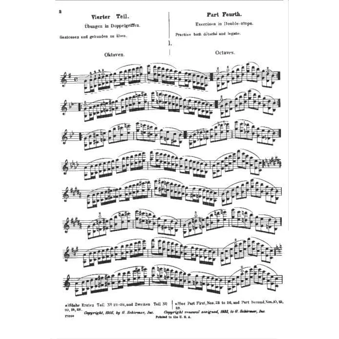 G. Schirmer Sevcik Op.1 Heft 4 Violintechnik Noten Doppelgriffe