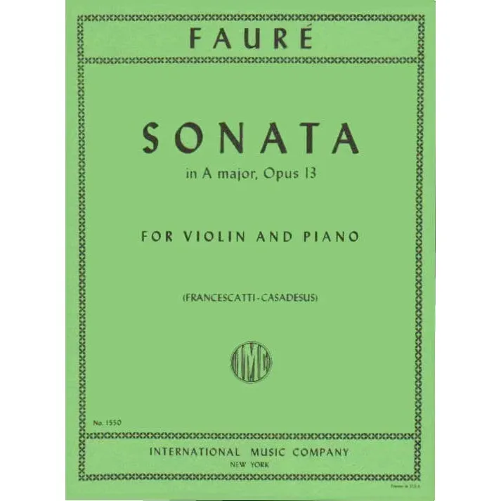 Fauré Sonate Nr.1 A-Dur op.13 Violine Klavier Noten