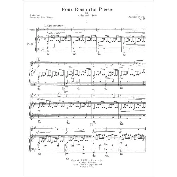 Shar Music Dvorak Op. 75 Vier Romantische Stücke Noten
