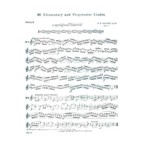 Carl Fischer Kayser 36 Etüden Op 20 Violine Noten komplett