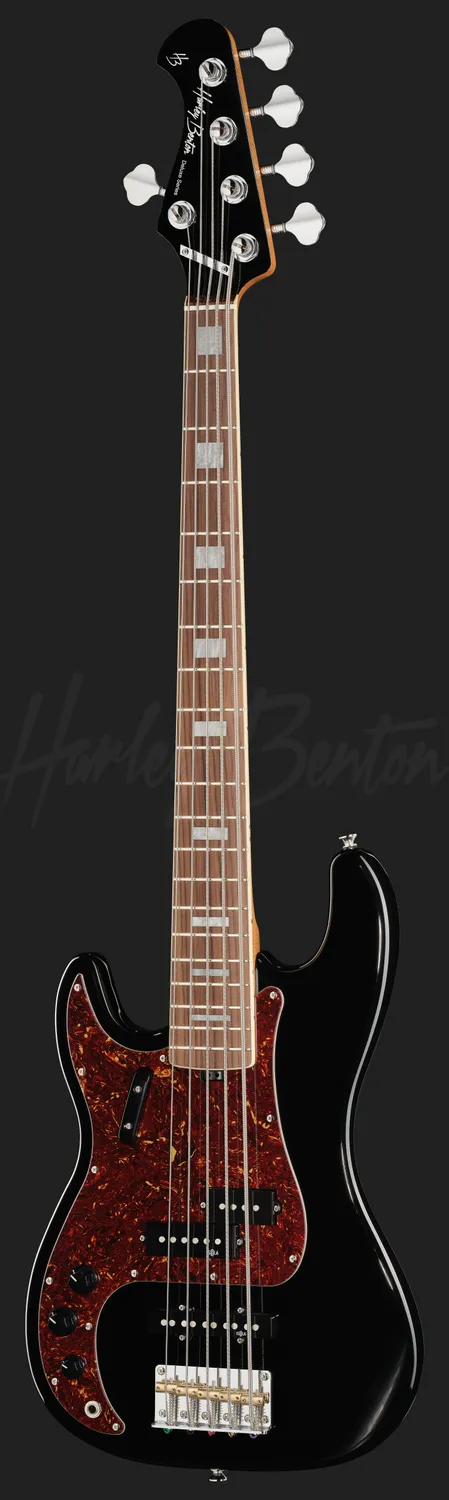 Harley Benton MV-5PJ LH E-Bass 5-Saiter Schwarz Linkshänder