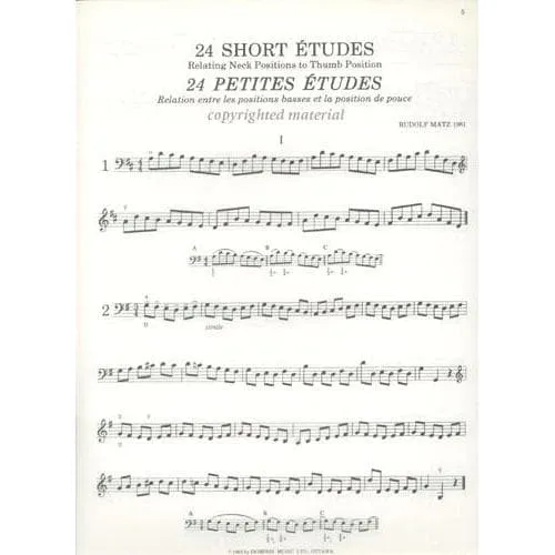 Shar Music Matz 24 Short Etudes Cellonoten Daumenlage Solo