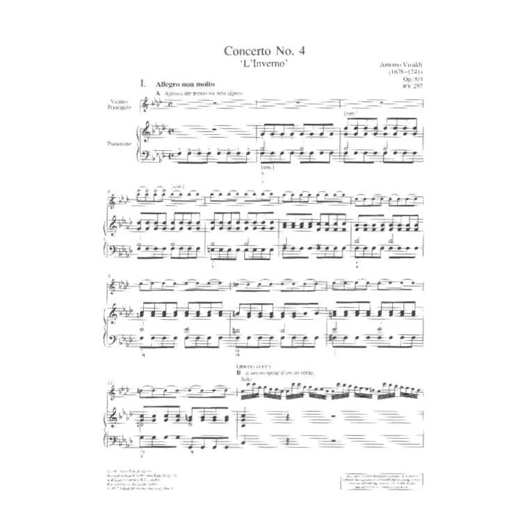 Schott Vivaldi Winter RV 297 Violinnoten Violine Klavier Urtext