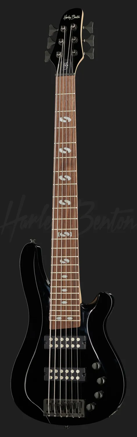 Harley Benton Pro B-650 E-Bass Schwarz 6-saitig Aktiv