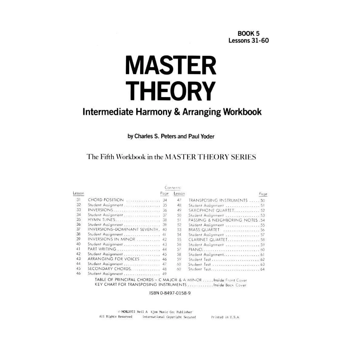 Kjos Master Theory Book 5 Theoriebuch Intermediate Harmony