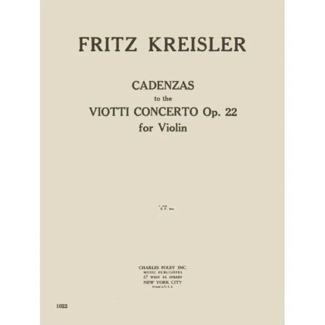 Shar Music Kreisler Kadenzen Viotti Konzert 22 Violin Noten A-moll