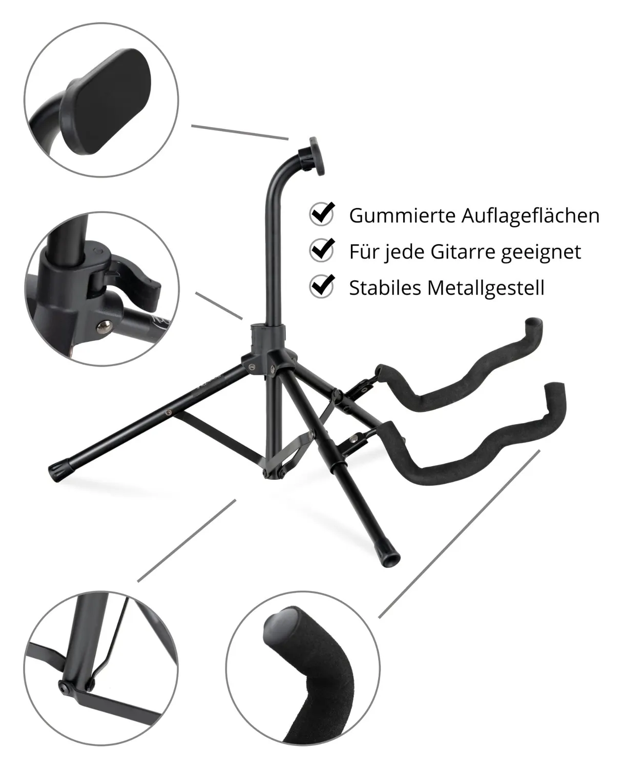 Rocktile GST-01 Gitarrenständer Schwarz universal
