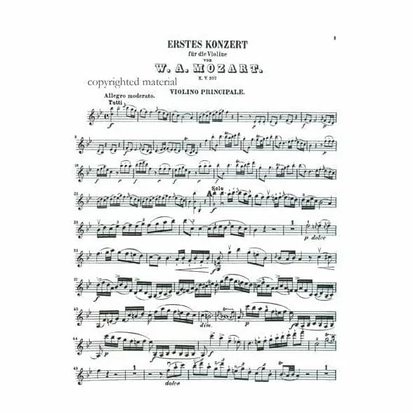 Mozart Violinkonzert Nr.1 B-Dur K 207 Noten Violine Klavier