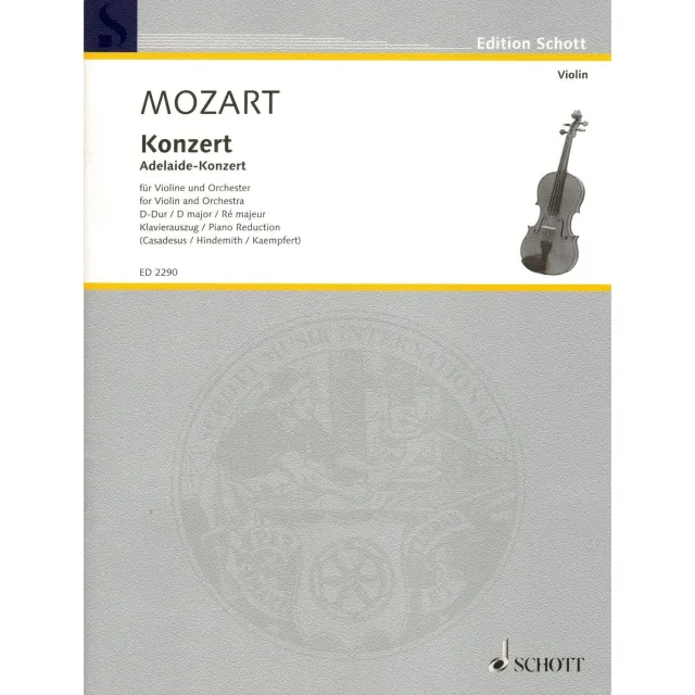 Schott Mozart Konzert D-Dur K 294a Adelaide Noten Violine Klavier