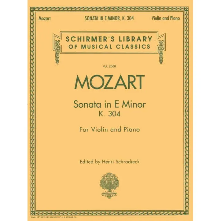 Shar Music Mozart Sonate e-Moll K 304 Violinenoten Violine Klavier