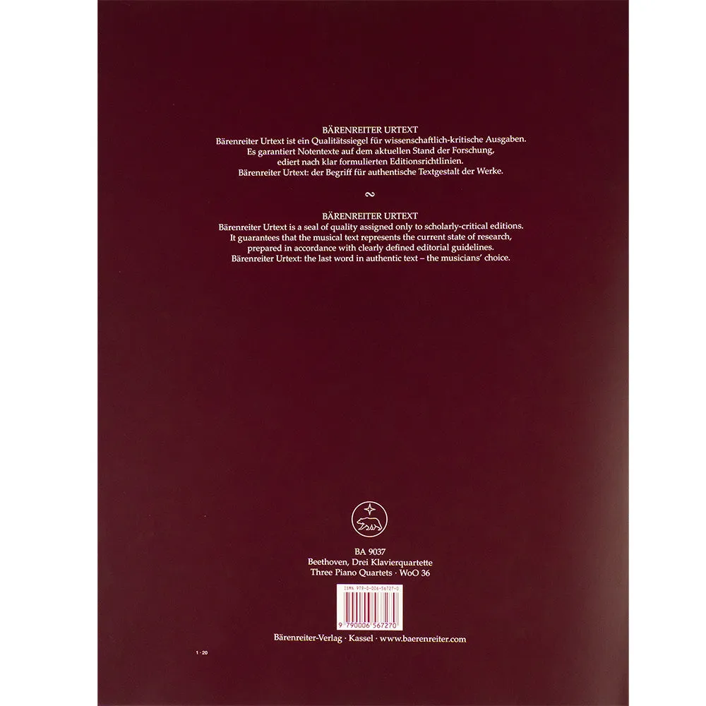 Beethoven WoO 36 Klavierquartette Noten Klavier Streicher