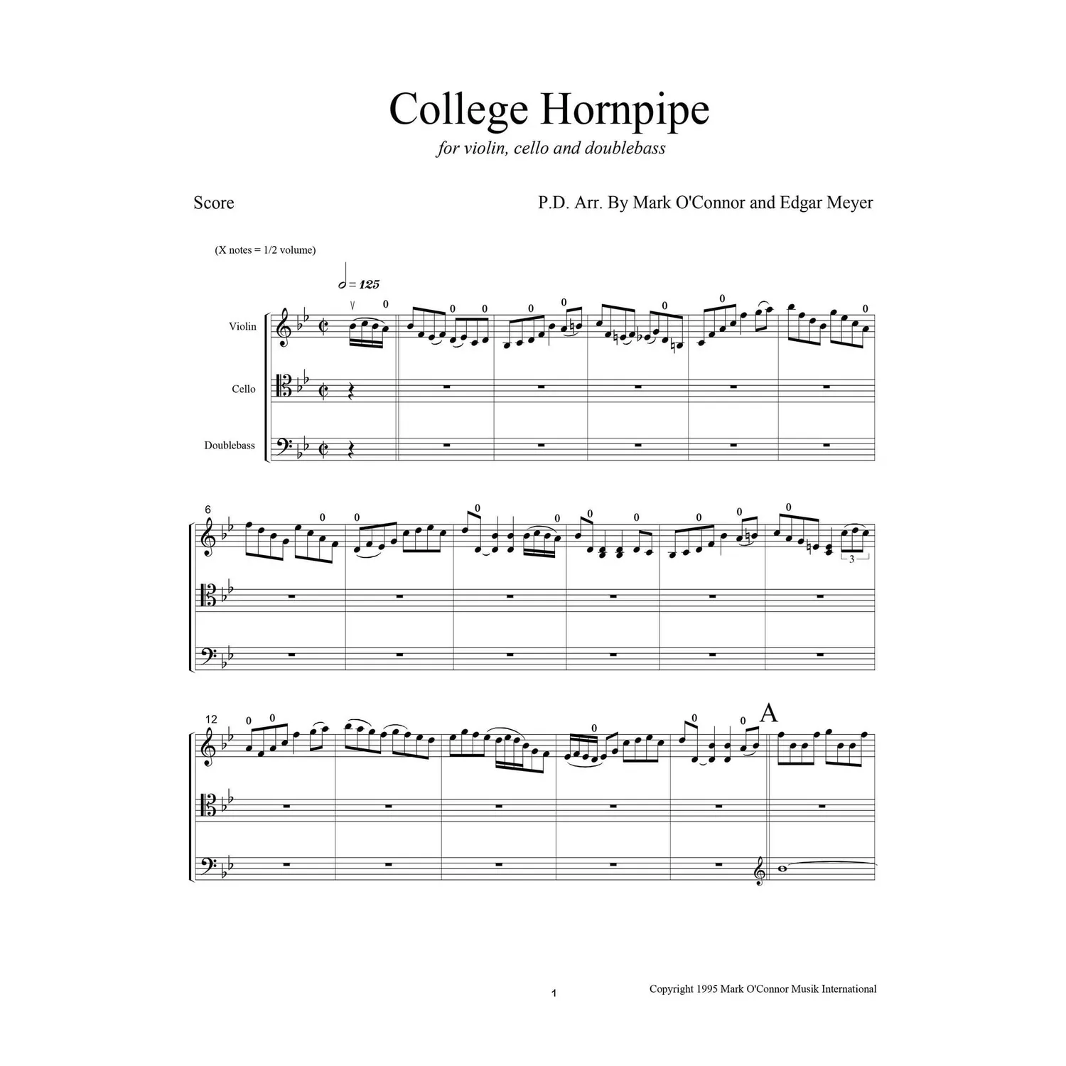 O'Connor College Hornpipe Violine Cello Bass Score Download